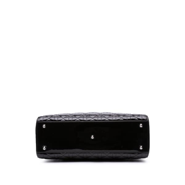 Pre-owned Dior Large Patent Cannage Lady Dior Black