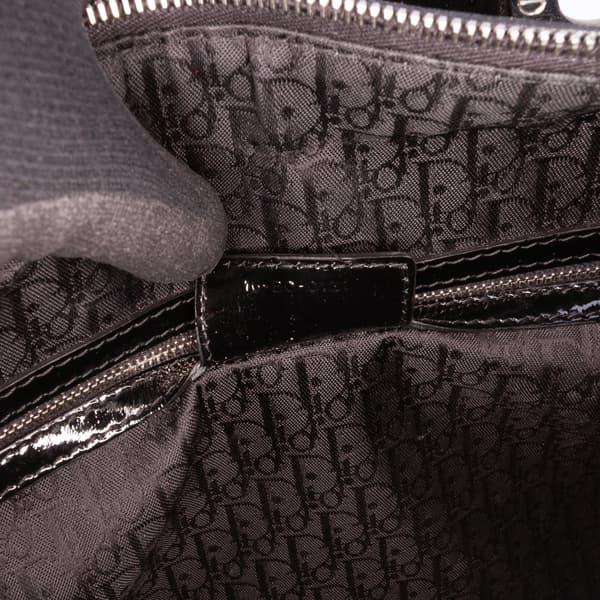 Pre-owned Dior Large Patent Cannage Lady Dior Black
