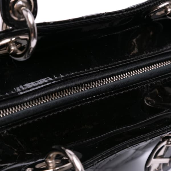 Pre-owned Dior Large Patent Cannage Lady Dior Black