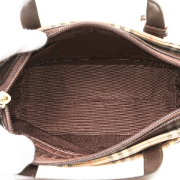 Pre-owned Burberry Haymarket Check Canvas Handbag Brown