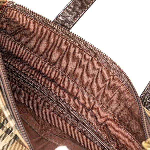 Pre-owned Burberry Haymarket Check Canvas Handbag Brown