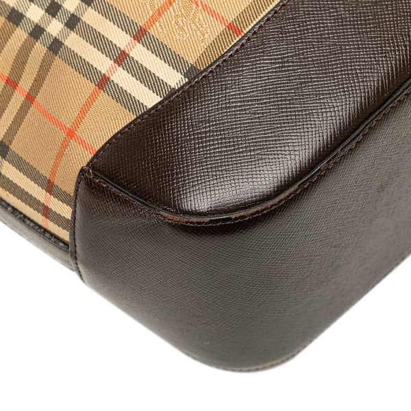 Pre-owned Burberry Haymarket Check Canvas Handbag Brown