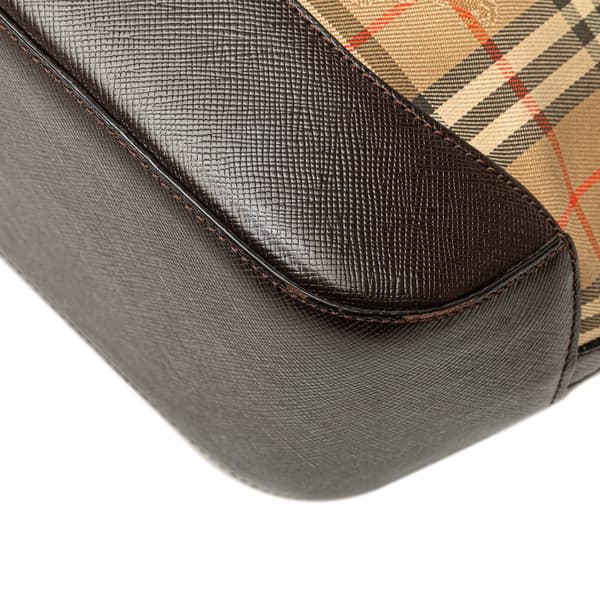 Pre-owned Burberry Haymarket Check Canvas Handbag Brown
