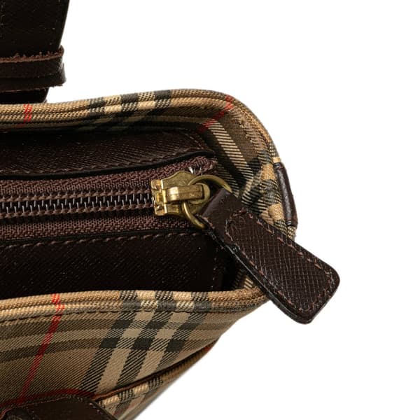 Pre-owned Burberry Haymarket Check Canvas Handbag Brown