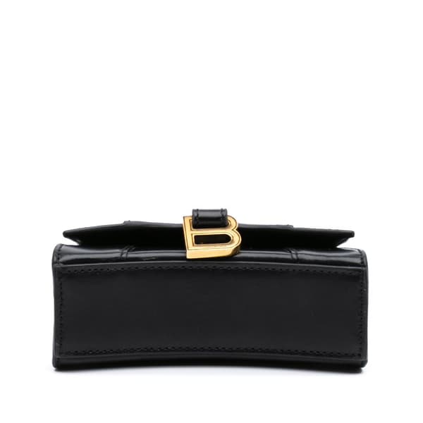 Pre-owned Balenciaga Mini Leather Hourglass Top Handle Bag Black