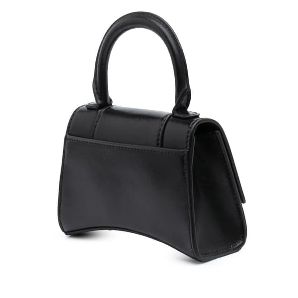 Pre-owned Balenciaga Mini Leather Hourglass Top Handle Bag Black