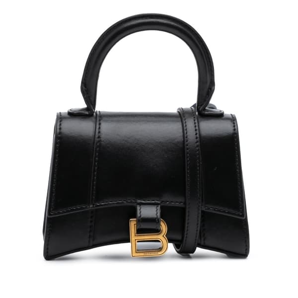 Pre-owned Balenciaga Mini Leather Hourglass Top Handle Bag Black