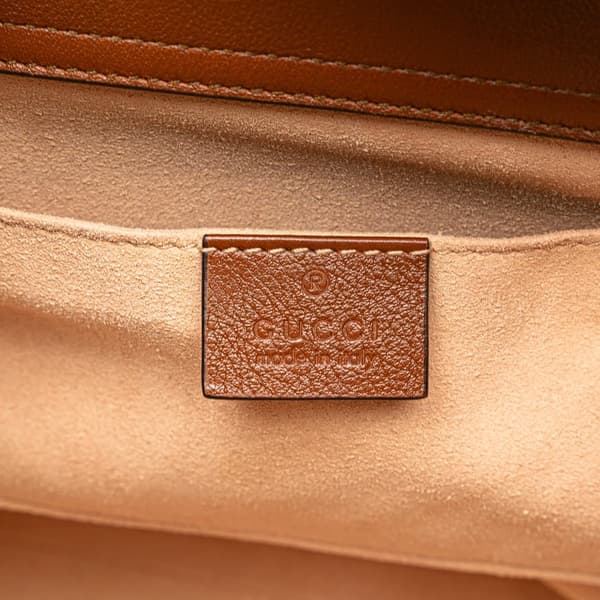 Pre-owned Gucci Small Leather Bamboo Diana Satchel Brown