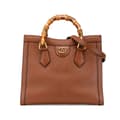 Miniatyrbillede 1 af 10: Pre-owned Gucci Small Leather Bamboo Diana Satchel Brown