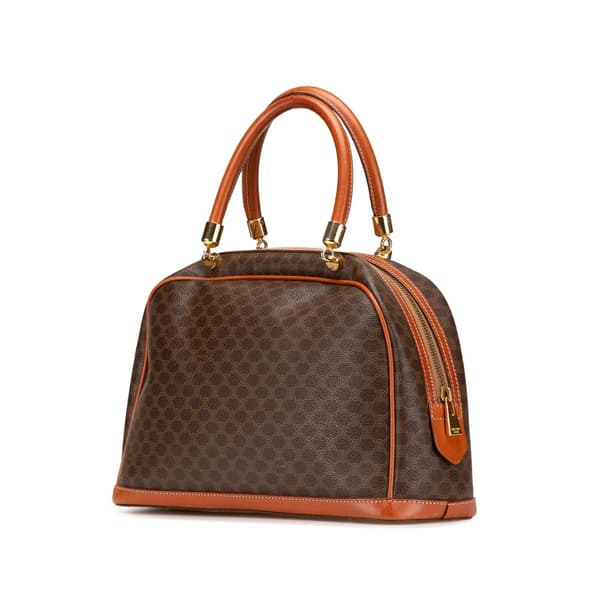 Pre-owned Celine Macadam Coated Canvas Handbag Brown