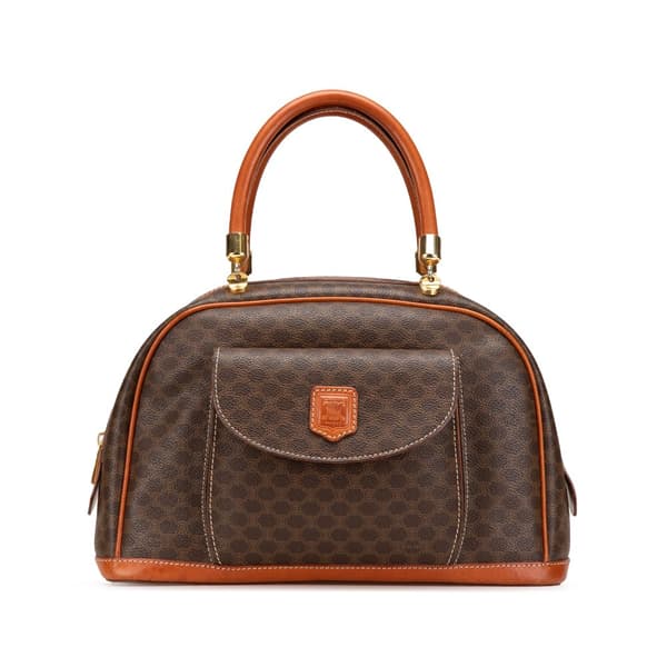 Pre-owned Celine Macadam Coated Canvas Handbag Brown