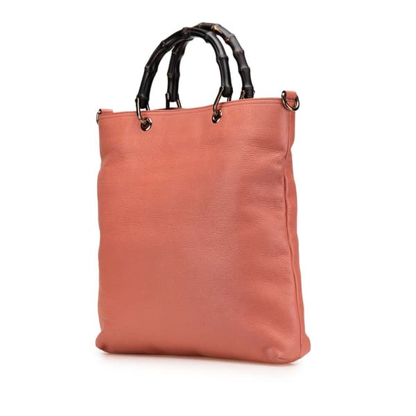 Pre-owned Gucci Leather Bamboo Satchel Pink