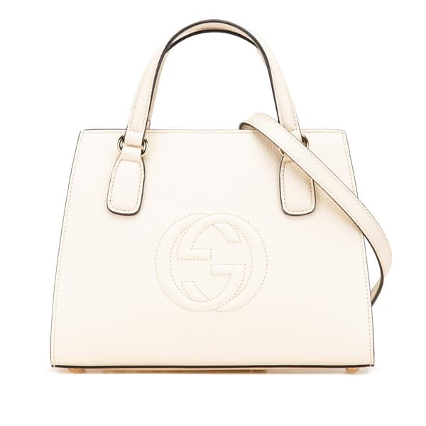 Pre-owned Gucci Medium Dollar Calf Soho Top Handle Convertible Tote White