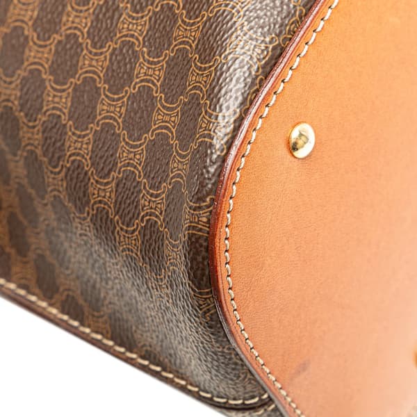 Pre-owned Celine Large Macadam Coated Canvas Dome Satchel Brown