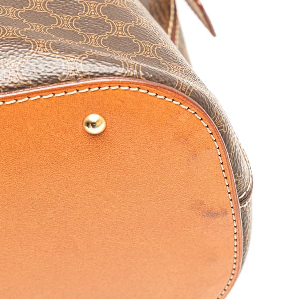 Pre-owned Celine Large Macadam Coated Canvas Dome Satchel Brown