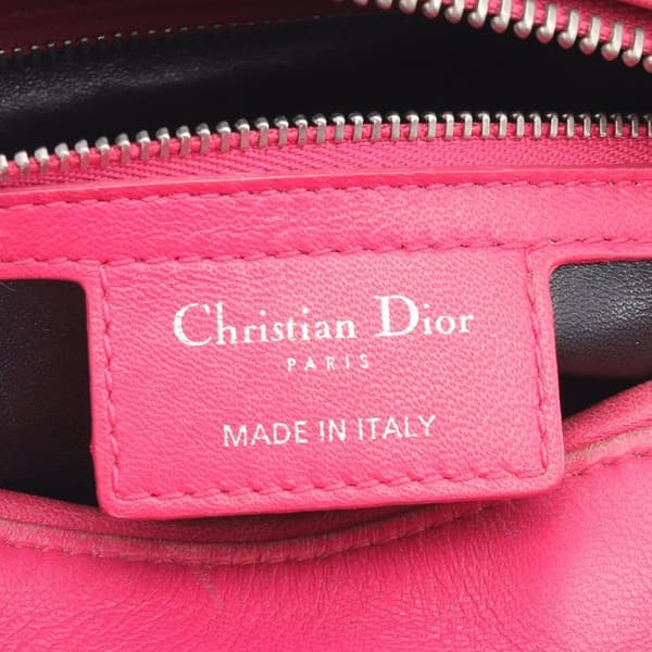 Pre-owned Dior Medium Tricolor Lambskin Cannage Lady Dior Pink