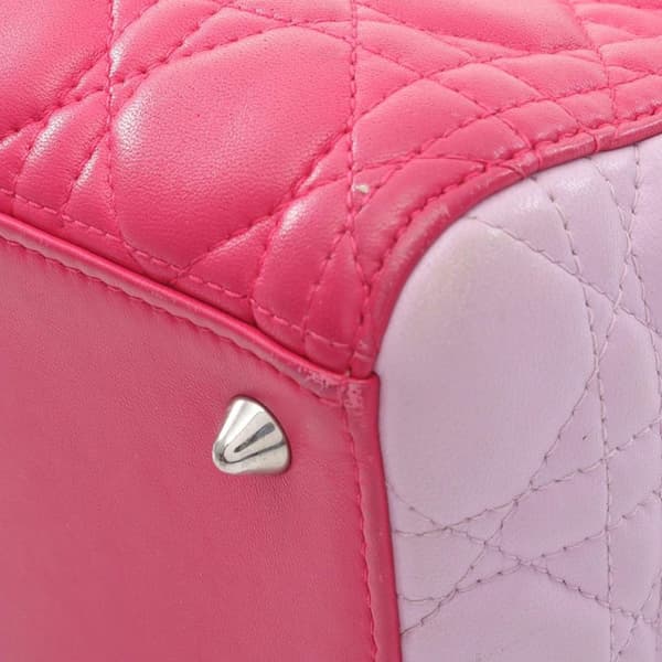 Pre-owned Dior Medium Tricolor Lambskin Cannage Lady Dior Pink