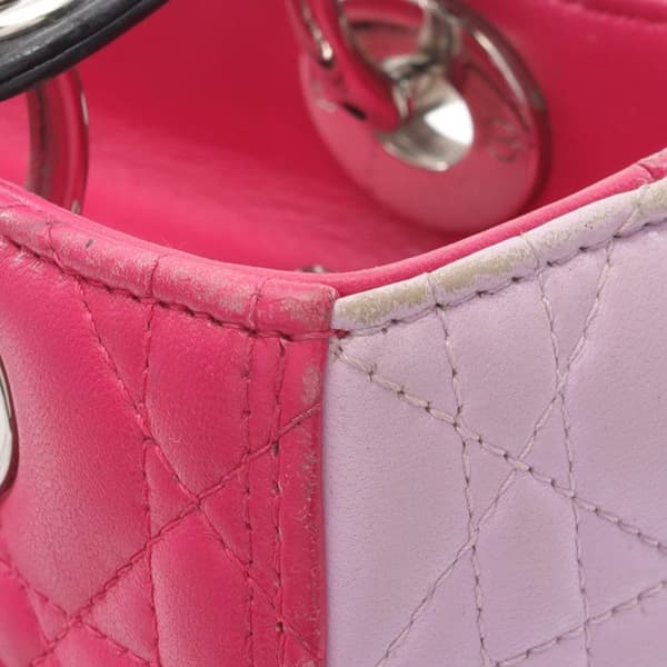 Pre-owned Dior Medium Tricolor Lambskin Cannage Lady Dior Pink