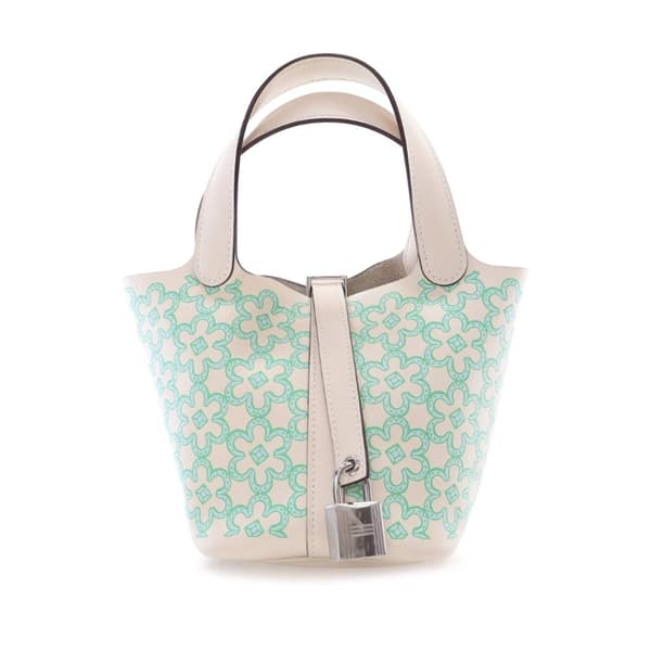 Pre-owned Hermès Swift Lucky Daisy Picotin Lock 14 White