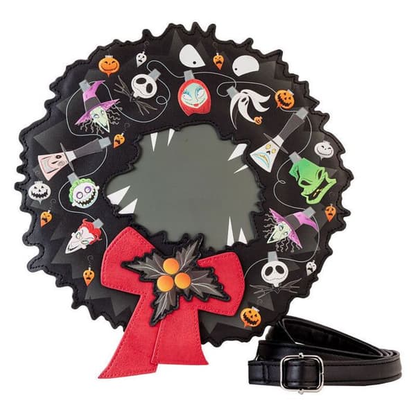 Loungefly Disney Nightmare Before Christmas Wreath String Lights Glow axelväska för tjejer