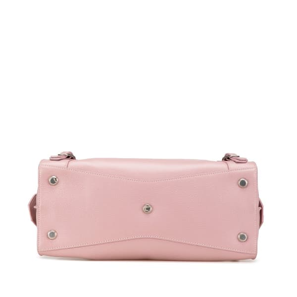 Pre-owned Balenciaga Small Grained Calfskin Motocross Neo Classic City Satchel Pink