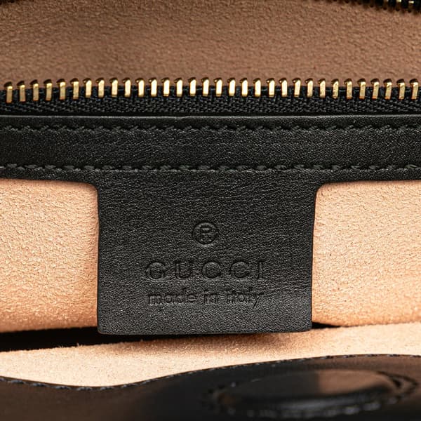 Pre-owned Gucci Small Leather Bamboo Nymphaea Satchel Black