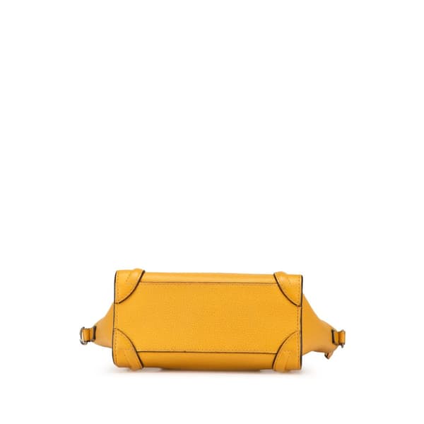 Pre-owned Celine Nano Leather Luggage Tote Yellow