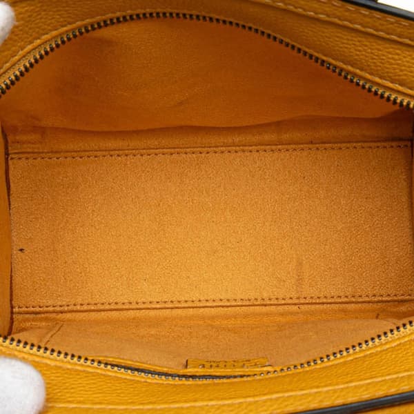 Pre-owned Celine Nano Leather Luggage Tote Yellow