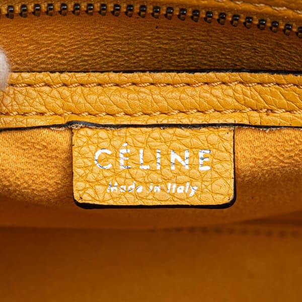 Pre-owned Celine Nano Leather Luggage Tote Yellow