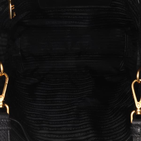 Pre-owned Prada Vitello Daino Open Convertible Tote Black