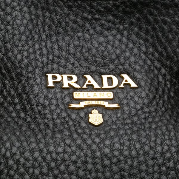 Pre-owned Prada Vitello Daino Open Convertible Tote Black