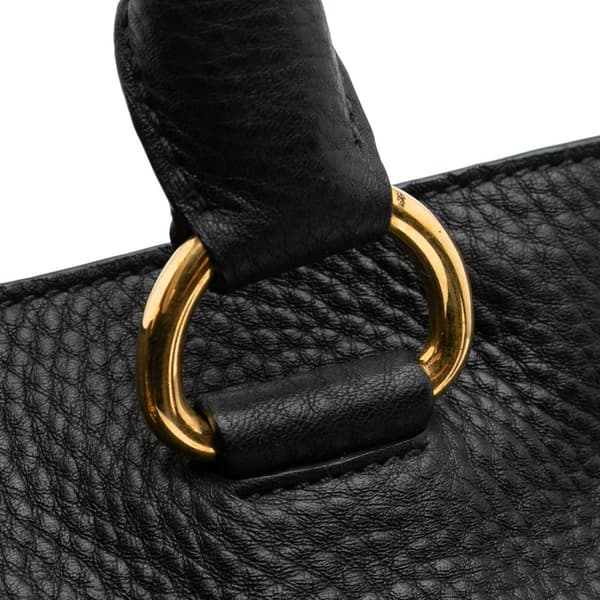 Pre-owned Prada Vitello Daino Open Convertible Tote Black