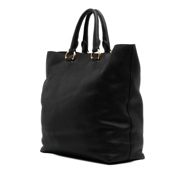 Pre-owned Prada Vitello Daino Open Convertible Tote Black