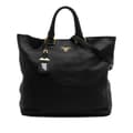 Miniatyrbilde 1 av 10: Pre-owned Prada Vitello Daino Open Convertible Tote Black