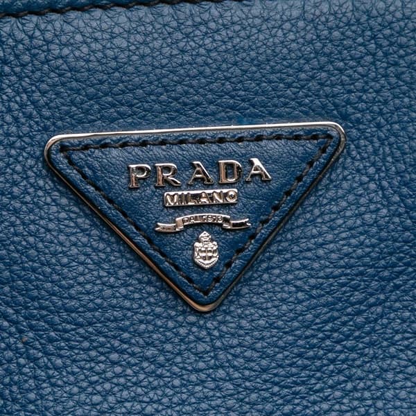 Pre-owned Prada Vitello Phenix Shopping Tote Blue