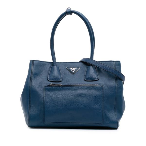Pre-owned Prada Vitello Phenix Shopping Tote Blue