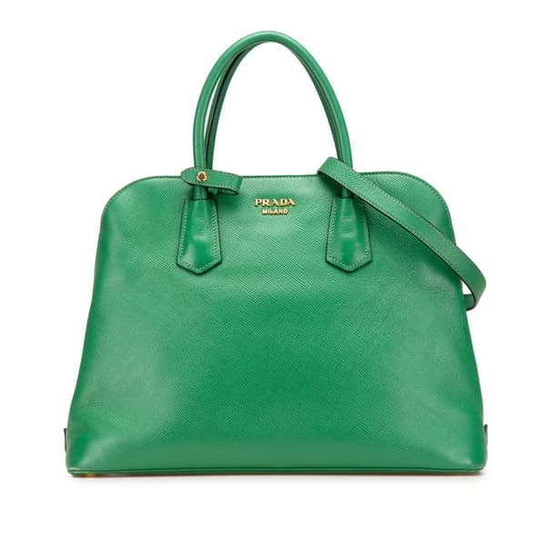 Pre-owned Prada Saffiano Cuir Dome Bag Green