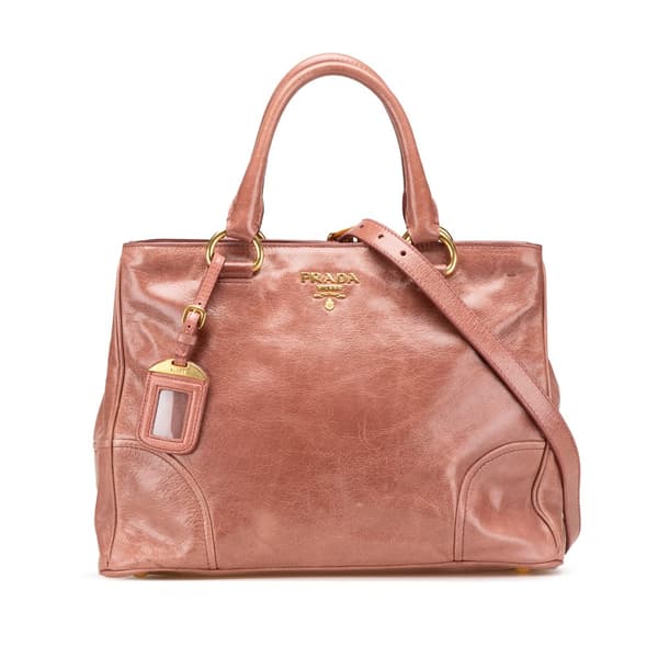 Pre-owned Prada Vitello Shine Satchel Pink