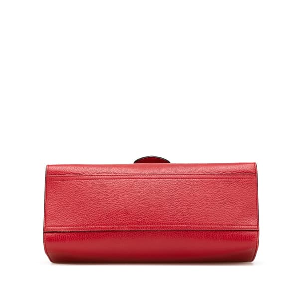 Pre-owned Gucci Medium GG Marmont Grained Leather Top Handle Satchel Red