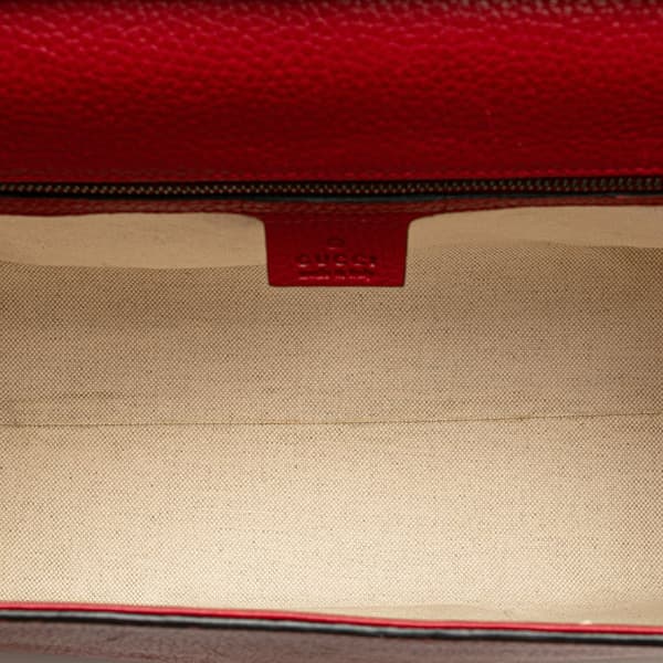 Pre-owned Gucci Medium GG Marmont Grained Leather Top Handle Satchel Red