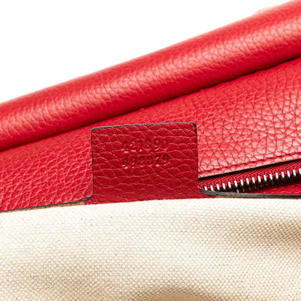 Pre-owned Gucci Medium GG Marmont Grained Leather Top Handle Satchel Red