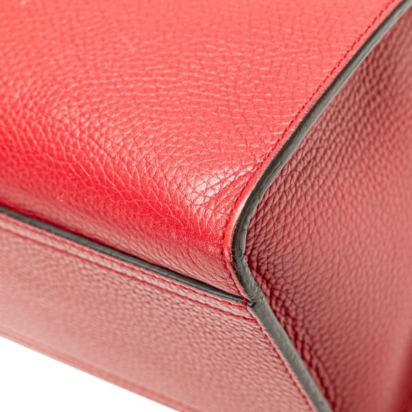 Pre-owned Gucci Medium GG Marmont Grained Leather Top Handle Satchel Red