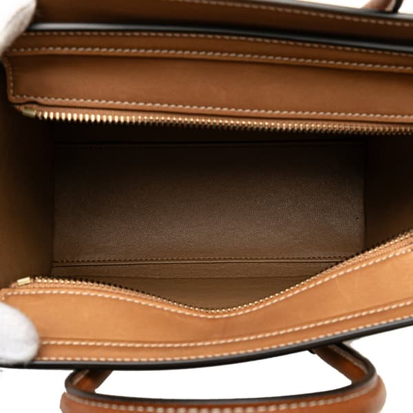 Pre-owned Celine Nano Tricolor Leather Luggage Tote Brown