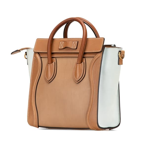 Pre-owned Celine Nano Tricolor Leather Luggage Tote Brown