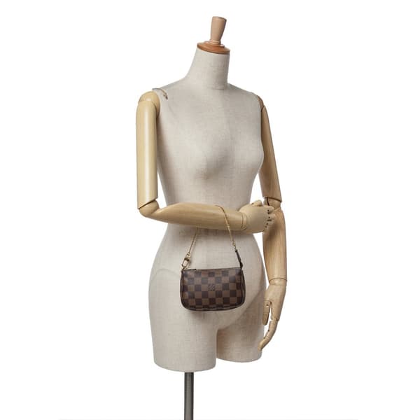 Pre-owned Louis Vuitton Damier Ebene Mini Pochette Accessoires Brown