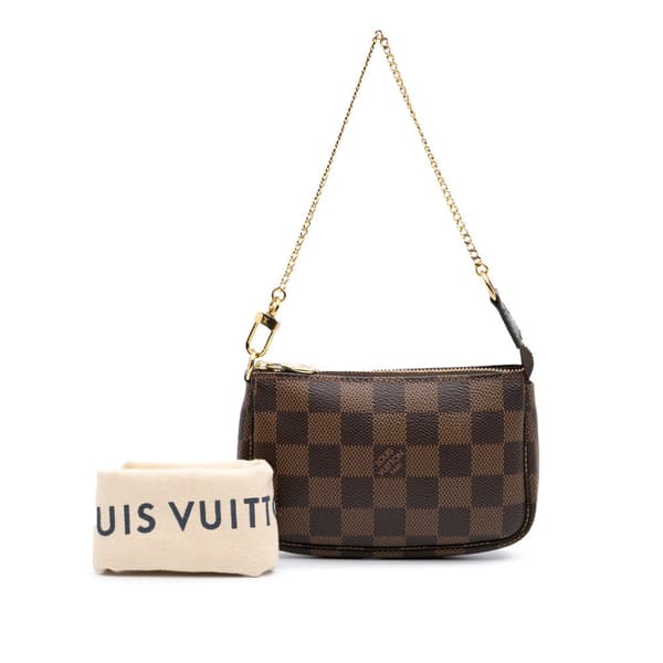 Pre-owned Louis Vuitton Damier Ebene Mini Pochette Accessoires Brown