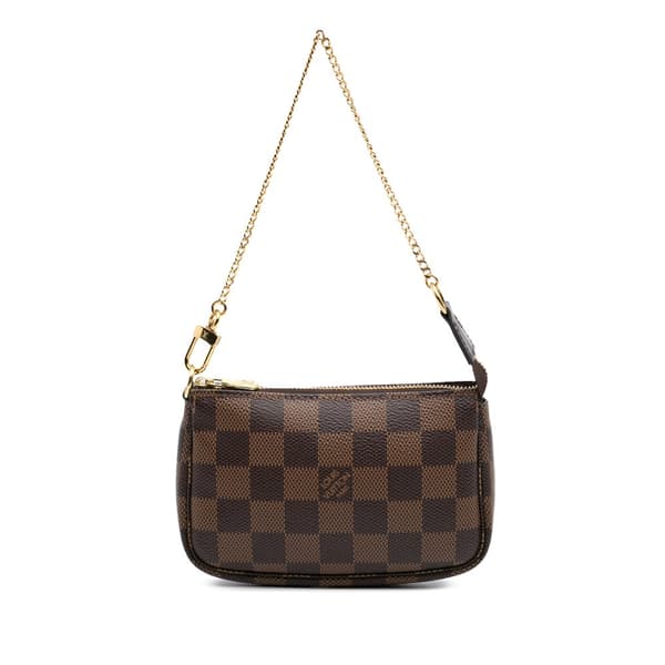 Pre-owned Louis Vuitton Damier Ebene Mini Pochette Accessoires Brown