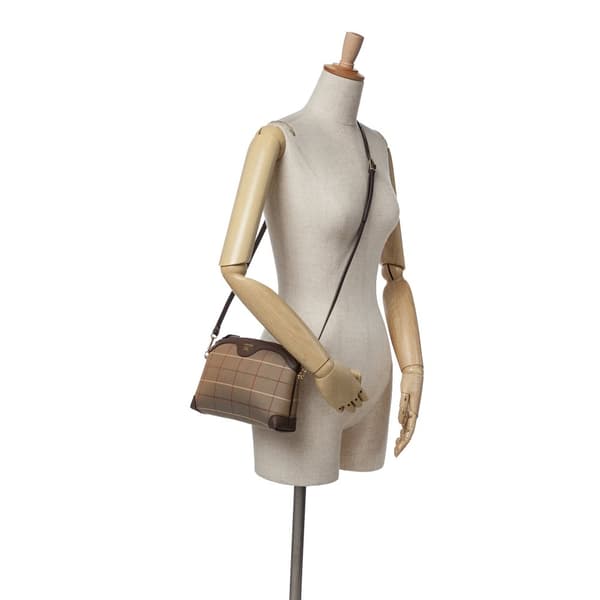 Pre-owned Burberry Vintage Check Canvas Satchel Brown
