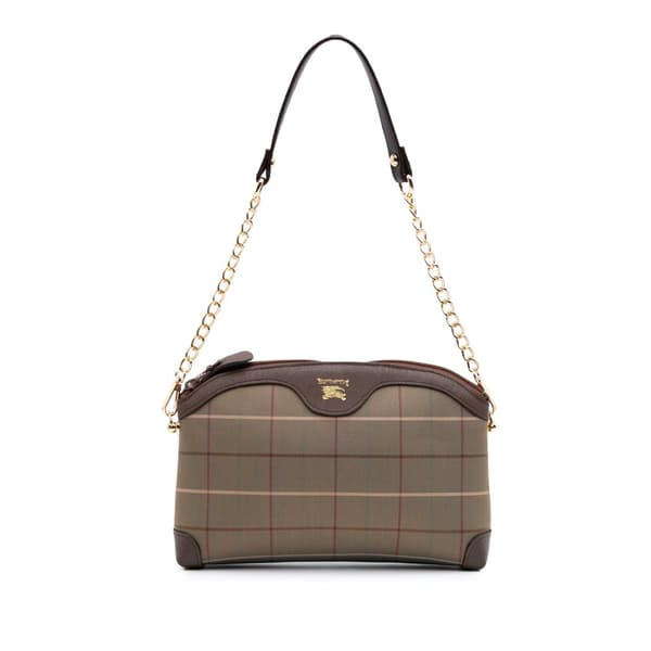 Pre-owned Burberry Vintage Check Canvas Satchel Brown