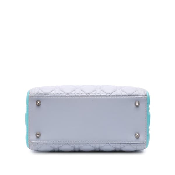 Pre-owned Dior Medium Bicolor Lambskin Cannage Lady Dior Gray